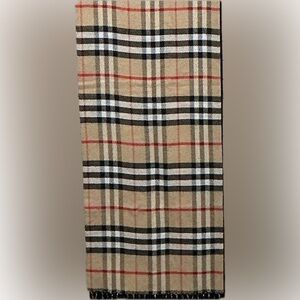 Authentic Burberry Nova Check Wool Scarf NWT Beige Plaid Fringe England